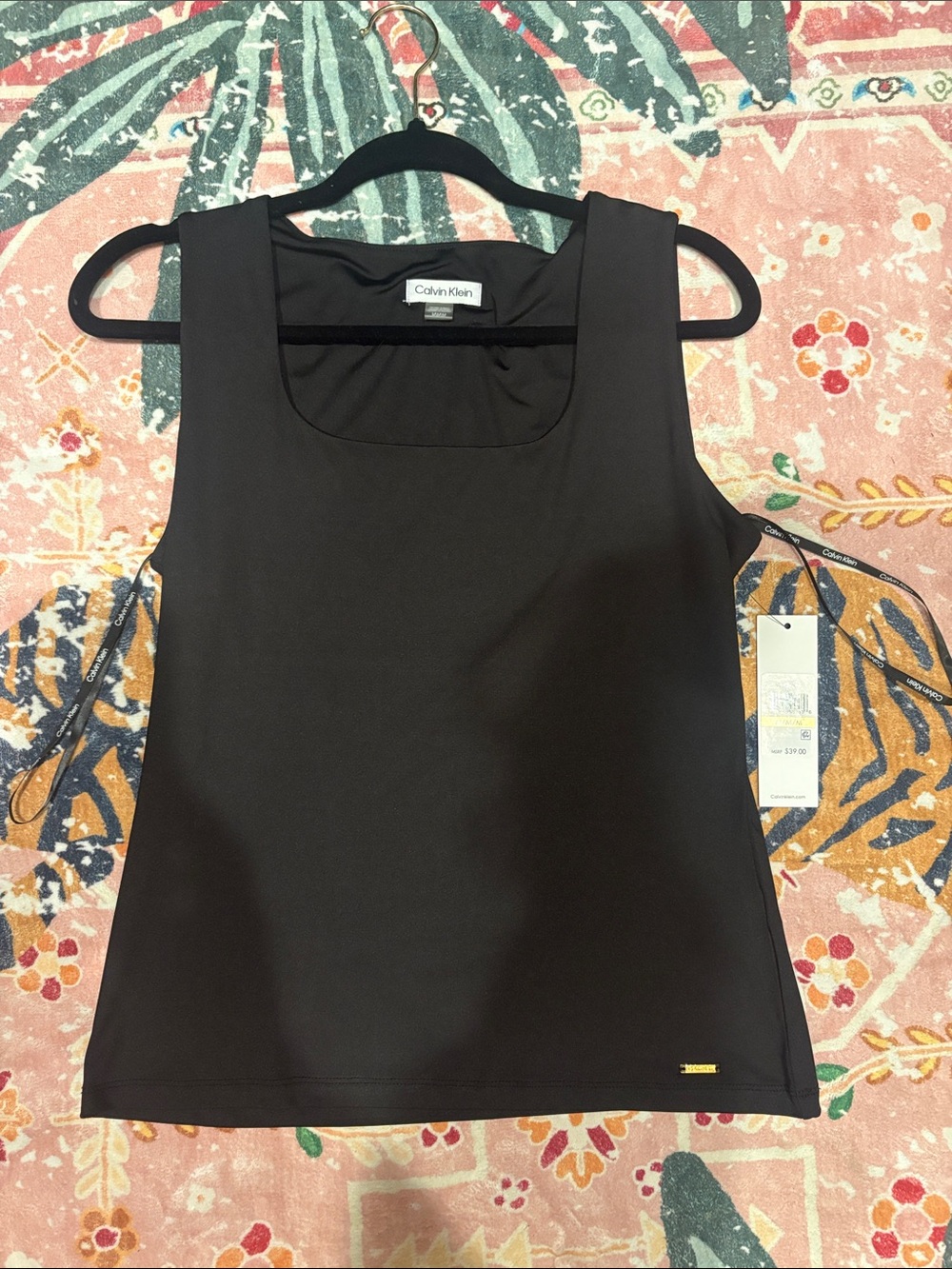 Calvin Klein Black Square-Neck Tank Top